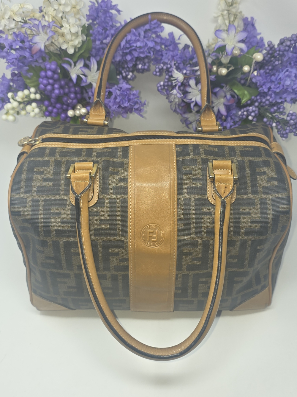Authentic Fendi Vintage Zucca Monogram Boston Speedy Bag Top Handle 80s 90s